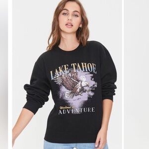 Forever 21 Lake Tahoe Eagle Graphic Sweatshirt - Black